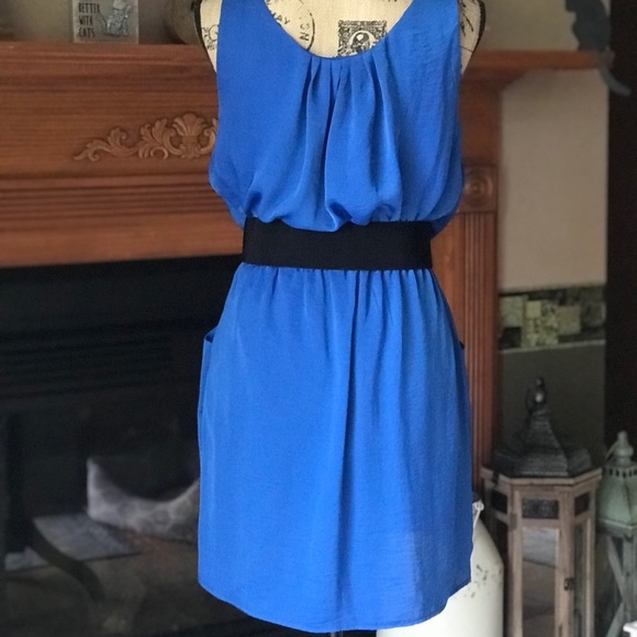 City Studio Blue Belted Dress - Picture 3 of 6